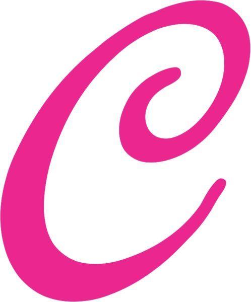 Cursive C Logo - 2.5in x 3in (63.5mm x 76.2mm) Pink Cursive C Monogram Sticker Pink ...