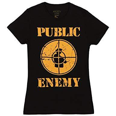 Public Enemy Logo - Public Enemy Distressed Logo Juniors T Shirt: Clothing