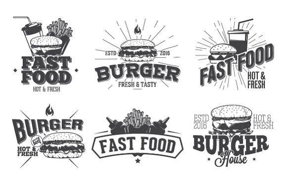 Black Food Logo - Fast Food Label and Logos Logo Templates Creative Market