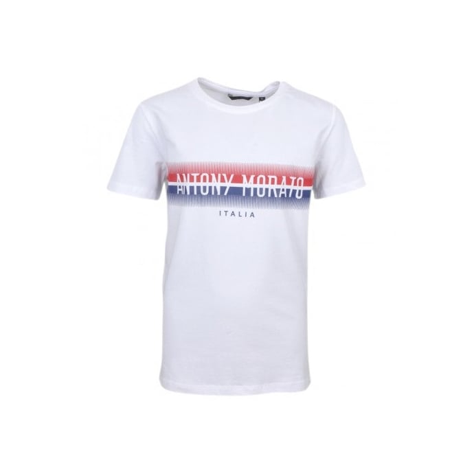 Short Red and Blue Logo - Antony Morato Boys Short Sleeved T Shirt With Blue And Red Logo