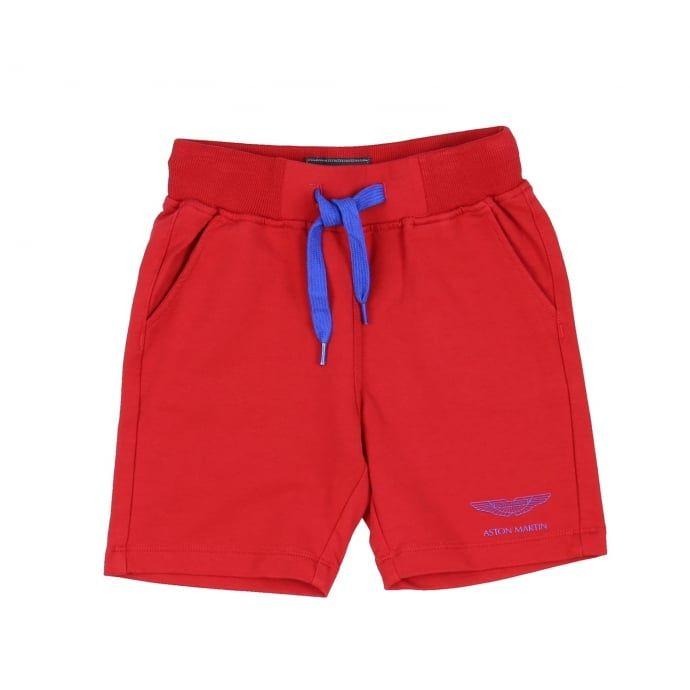 Short Red and Blue Logo - Aston Martin Boys Red Short with Blue Drawstring and Logo