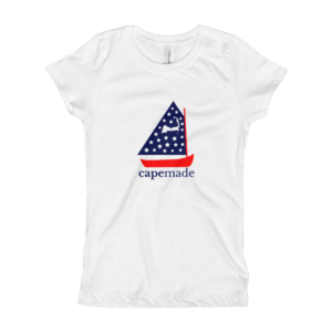 Short Red and Blue Logo - Cape Made Original - Girl's (age 4+) Red White and Blue Logo Short Sleeve  T-Shirt