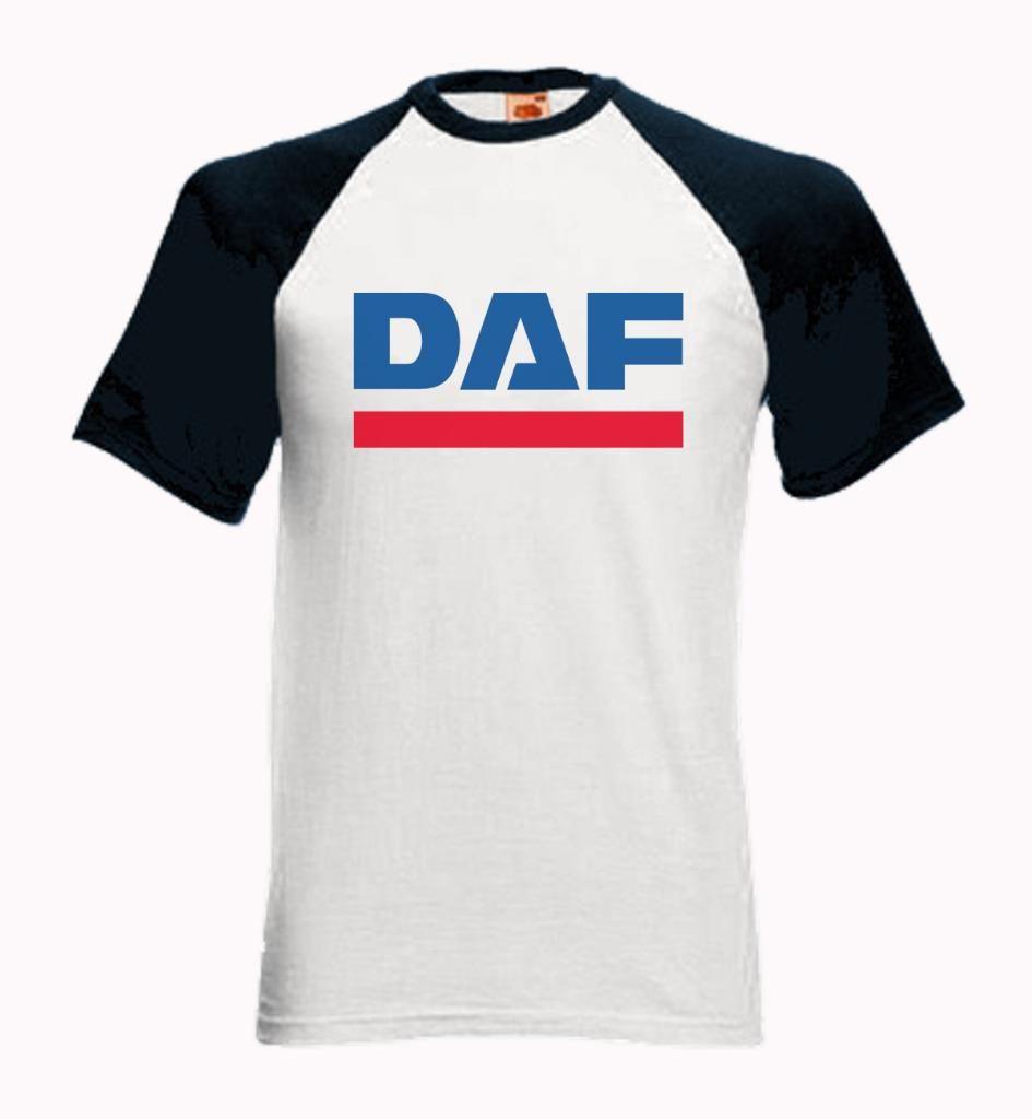 Short Red and Blue Logo - Details about Baseball Short Sleeve T-Shirt with Blue & Red DAF Logo - hgv  lf tipper truck
