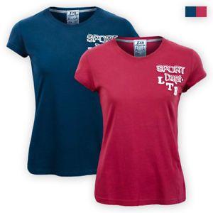 Short Red and Blue Logo - Details about Womens Ladies Cotton Tshirt Red Blue Short Sleeve Casual Top  Blouse Size XS - XL