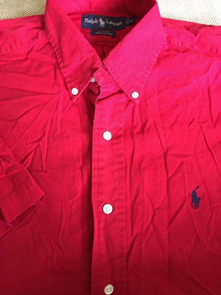 Short Red and Blue Logo - Men RALPH LAUREN Blake Red Medium Shirt Short Sleeve Blue Logo ...