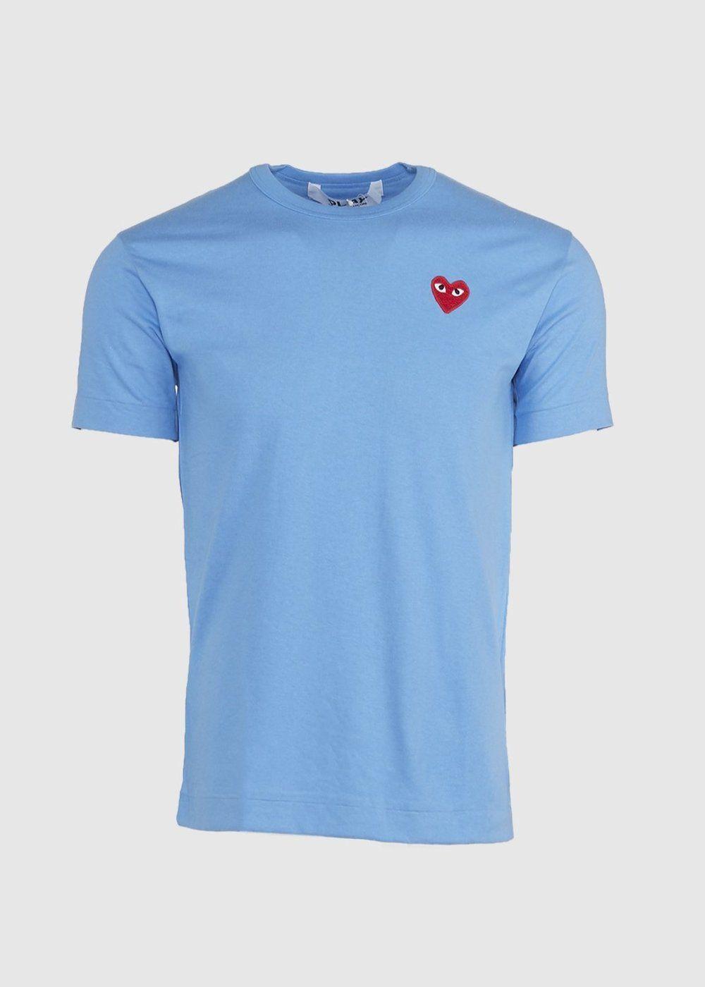 Short Red and Blue Logo - CDG PLAY: LOGO TEE SHORT SLEEVE [LIGHT BLUE RED]