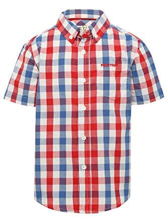 Short Red and Blue Logo - Firetrap Boys 100% Cotton Short Sleeve Red Blue Check Pattern ...