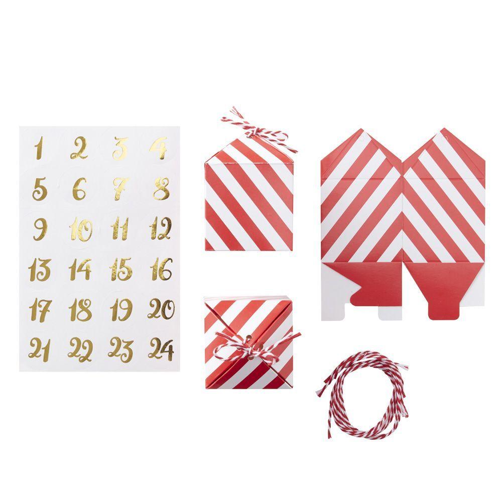Red and White P Logo - Make Your Own Christmas Advent Box Kit & White and Stickers 24
