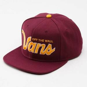 Gold Vans Logo - Vans Off The Wall Verdugo Burgundy Gold Adjustable Snapback Cap Hat