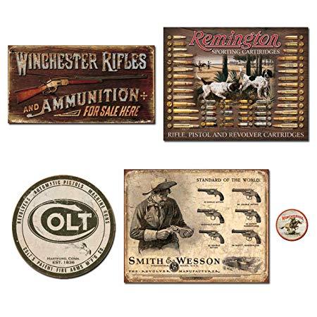 Winchester Rifles Logo - Vintage Metal Signs Gun Bundle Rifles & Ammo, Remington