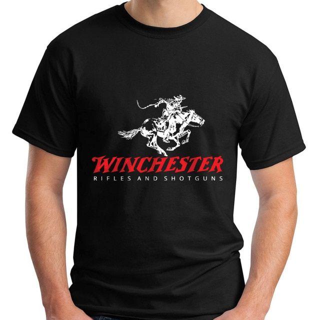 Winchester Rifles Logo - 2018 Fashion New Winchester Rifle and Shotguns Logo Men's Black T ...