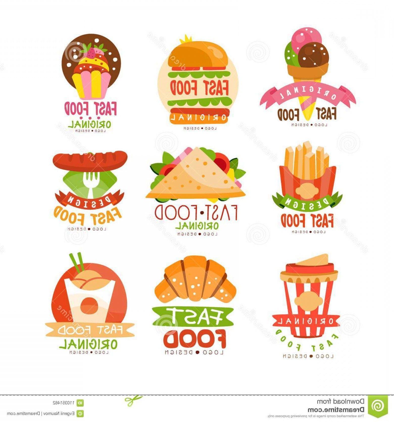 French Food Logo - Fast Food Logos Set Burger Cupcake Pizza French Fries Croissant ...