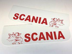 Red Smooth Logo - Mud Flaps Truck Lorry SCANIA 18x60cm Smooth White with Red Logo