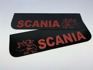Red Smooth Logo - Mud Flaps Truck Lorry SCANIA 18x60cm Smooth Black with Red Logo | eBay