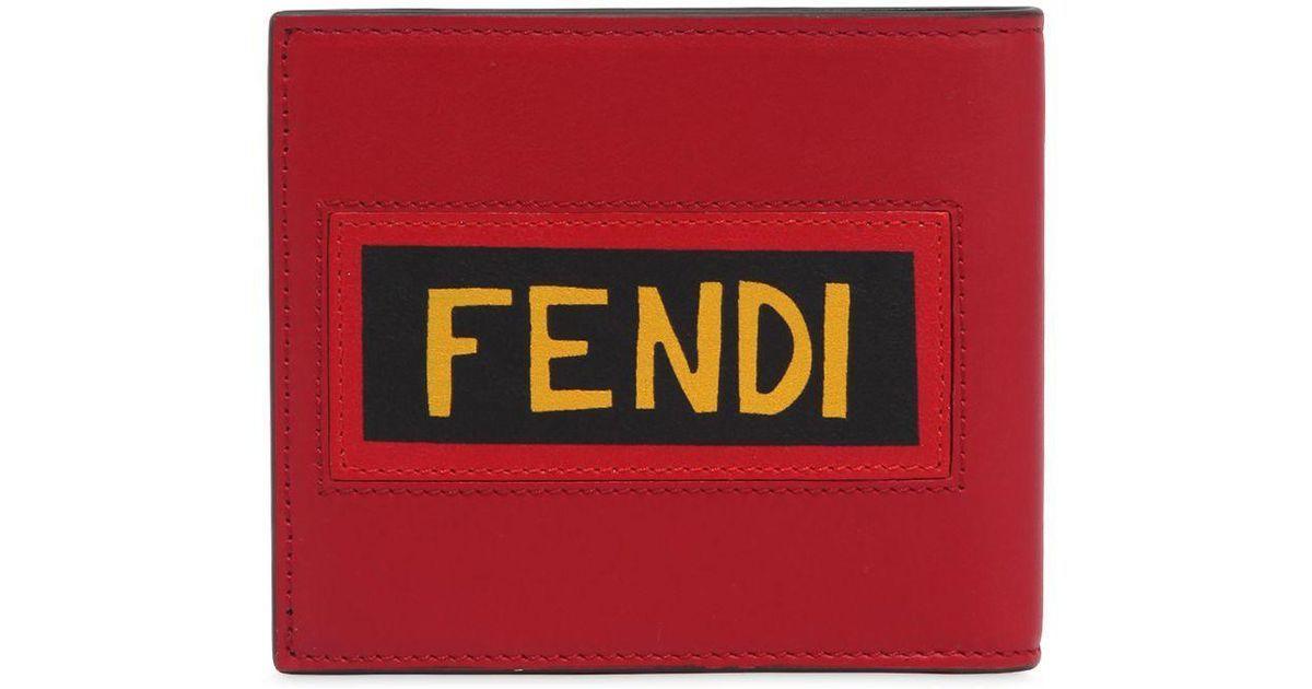 Red Smooth Logo - Lyst Smooth Leather Wallet W/ Logo Patches