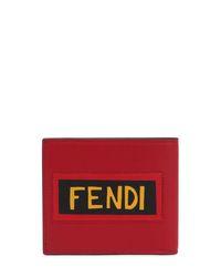 Red Smooth Logo - Lyst - Fendi Smooth Leather Wallet W/ Logo Patches in Red for Men