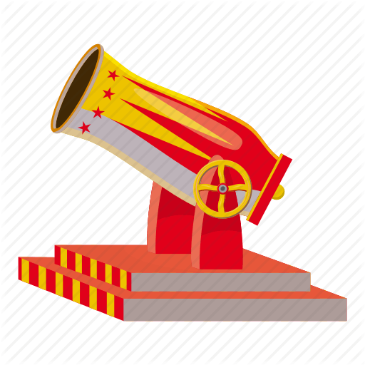 Cannon Logo - Artillery, ball, battle, cartoon, circus, circus cannon, logo icon