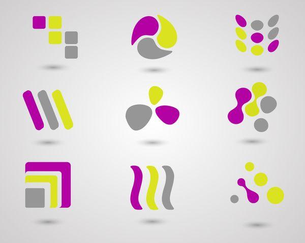 Purple and Grey Logo - Abstract logo sets design in violet yellow grey Free vector in Adobe ...