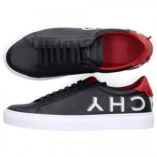 Red Smooth Logo - Sneakers smooth leather Logo black red - Mens Sneaker Low