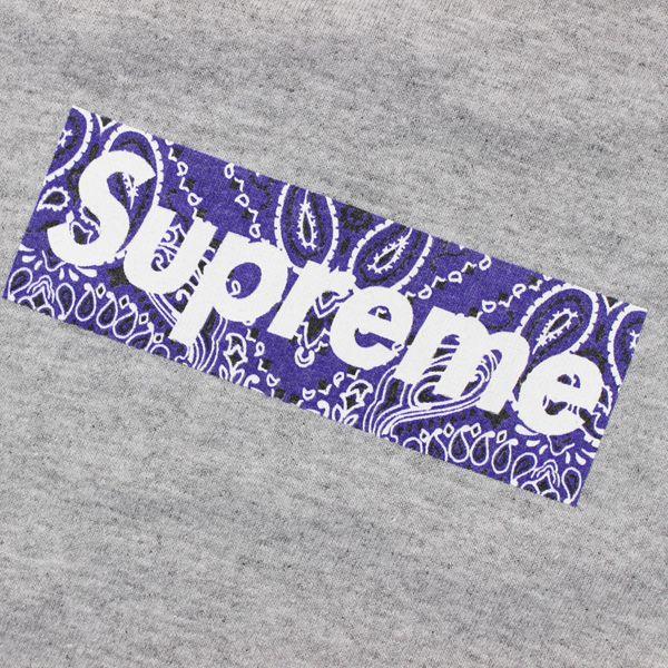 Purple and Grey Logo - stay246: SUPREME (shupurimu) Paisley pattern BOX logo T shirt grey ...