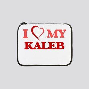 Kaleb Name Logo - Heart Kaleb Laptop Sleeves - CafePress