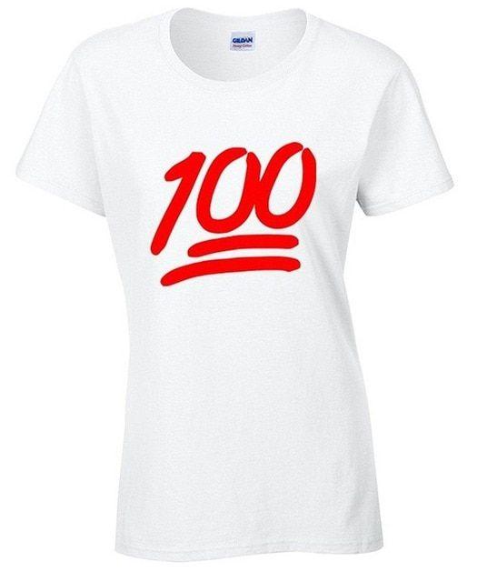 100 Emoji Logo - Slim Fit Wholesale Blank T Shirts Women's 100 Emoji Red Logo T shirt