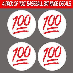 100 Emoji Logo - Baseball Softball 100 Emoji Bat Knob Decal Sticker