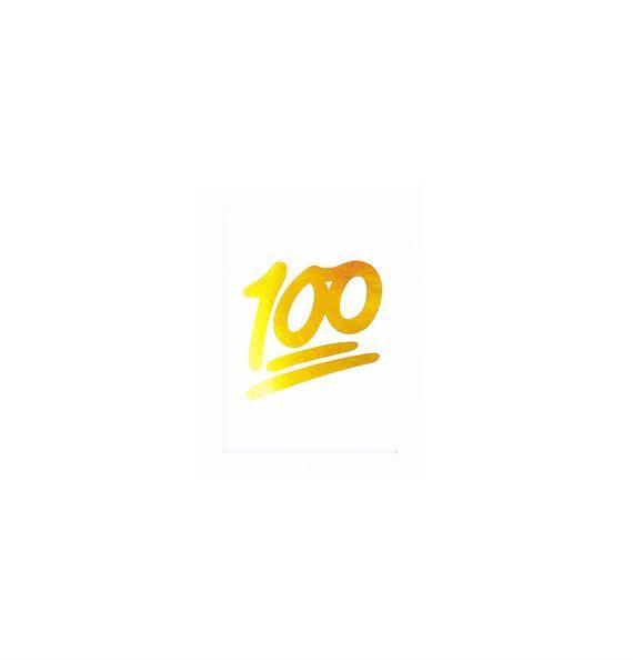 100 Emoji Logo - Gold Foil Print 100 Emoji One Hundred Fun Apartment Wall