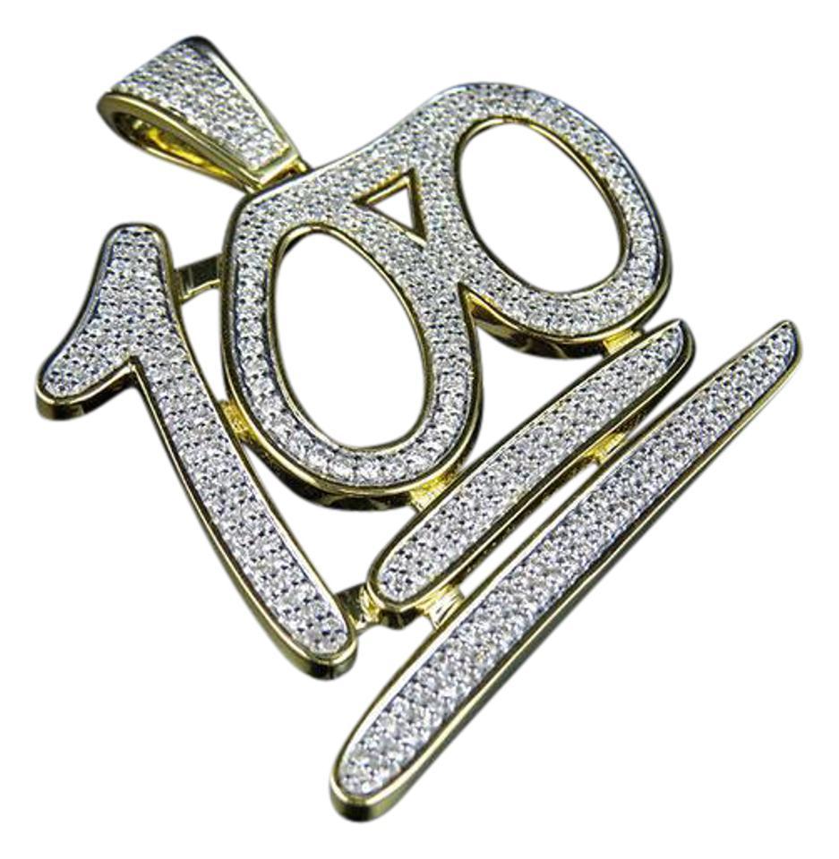 100 Emoji Logo - 10k Yellow Gold Men's 100 Emoji Logo Genuine Diamond Pendant 4.5ct ...