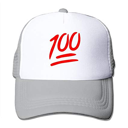 100 Emoji Logo - Wzfa 100 Emoji Red Logo Mesh Hat Trucker Hat Ash: Sports