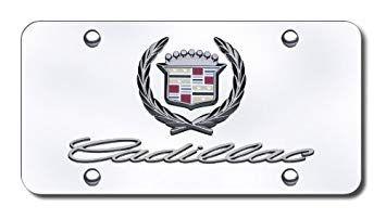 Old Cadillac Logo - Cadillac Logo and Name on Chrome License Plate