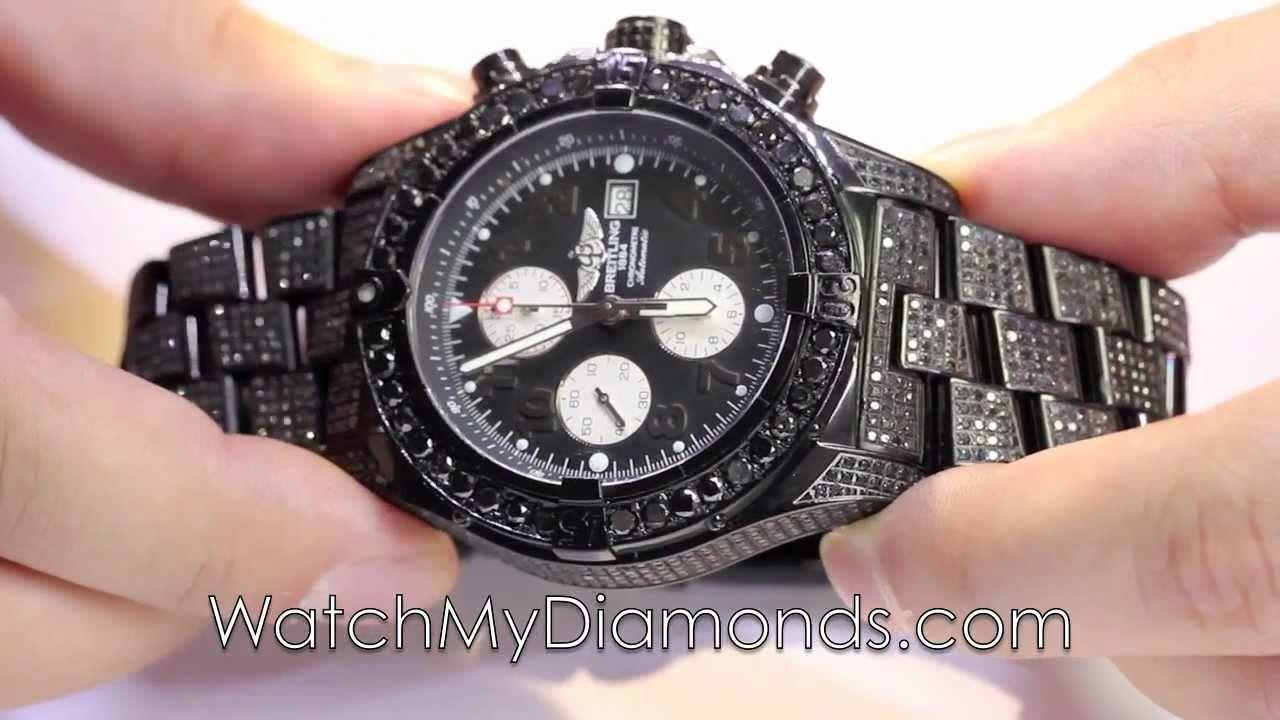 Black Diamond Watch Logo - GENUINE- MENS BLACK DIAMOND WATCH BREITLING BLACK PVD SUPER AVENGER ...