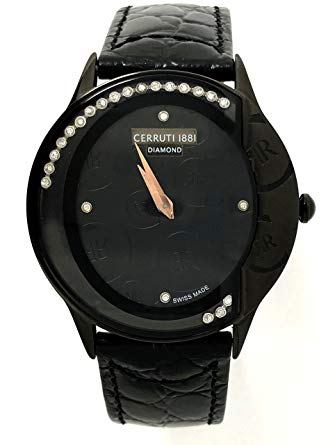 Black Diamond Watch Logo - Cerruti 1881 Diamond Watch Black Logos Moving Stones Leather Ladies ...