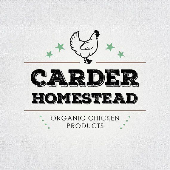 Rustic Chicken Logo - Organic Farm Logo. Chicken Logo. Homestead Logo. Farm Logo