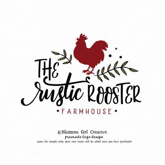 Rustic Chicken Logo - rooster logo chicken logo farm logo laurel logo rustic logo | Etsy