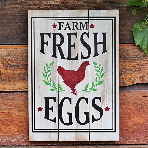 Rustic Chicken Logo - Farm Fresh Eggs Rustic Chicken Wood Wall Art Sign Rustic