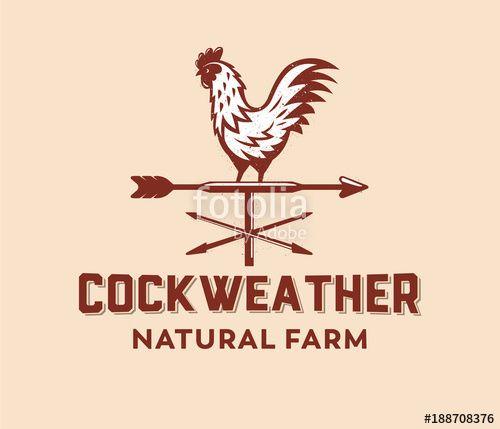 Rustic Chicken Logo - vector design of badge, logo cock weather, rooster wind direction ...