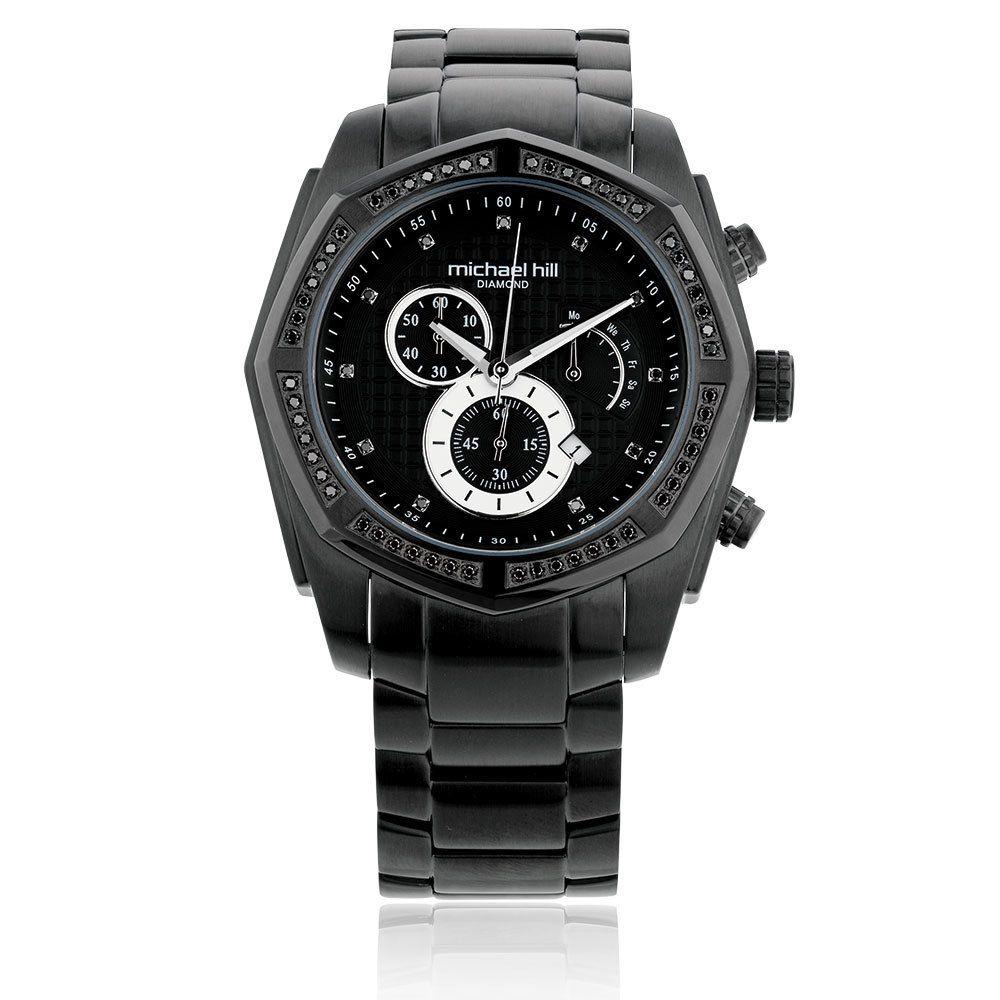 Black Diamond Watch Logo - Men's Watch With 1 2 Carat TW Of Diamonds In Black Stainless Steel