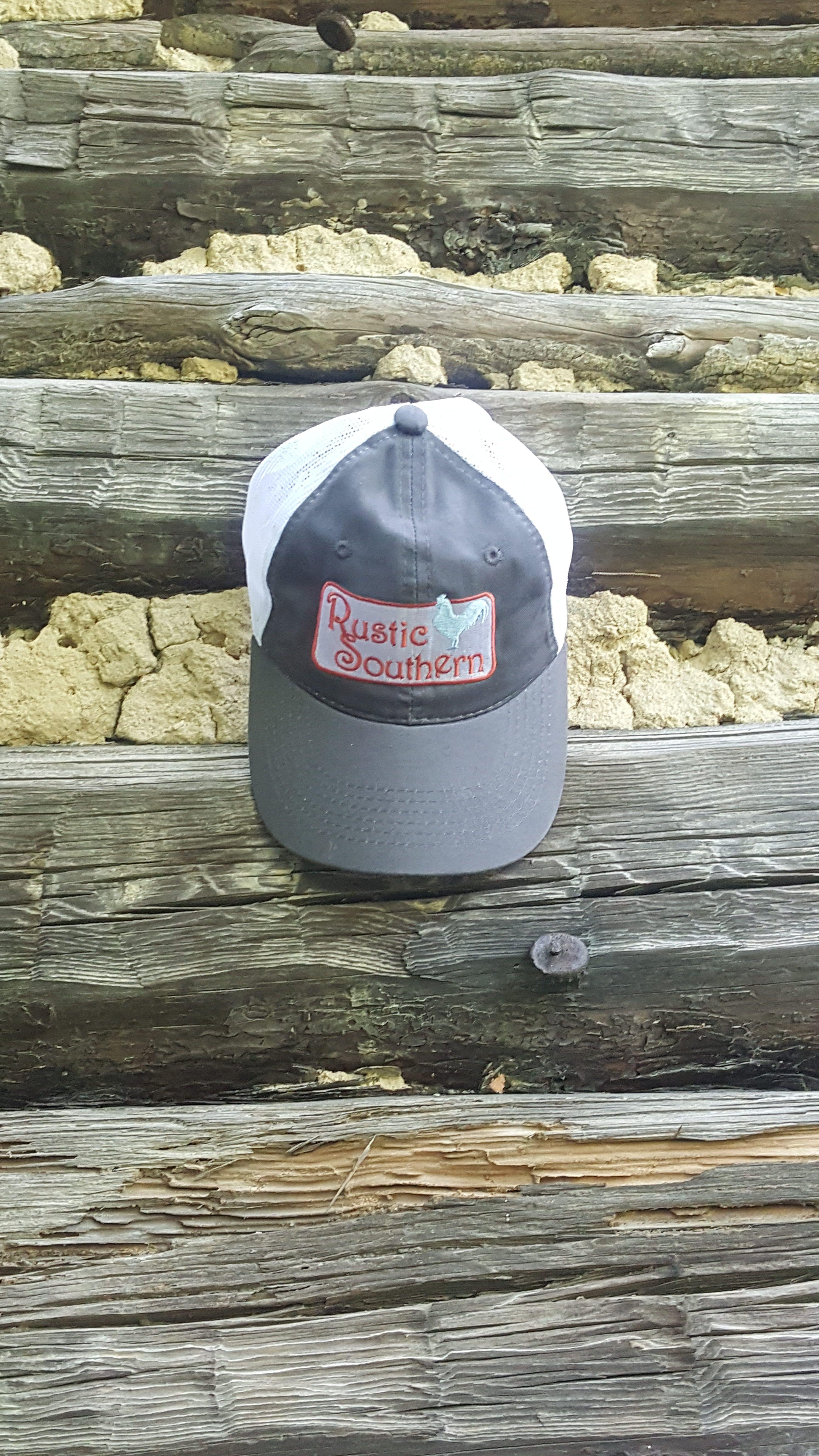 Rustic Chicken Logo - Grey and White Chicken Logo Hat – Rustic Southern