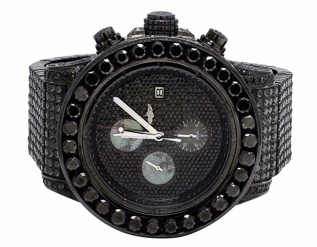 Black Diamond Watch Logo - Custom Breitling A13370 Super Avenger XL PVD Steel Black Diamond ...