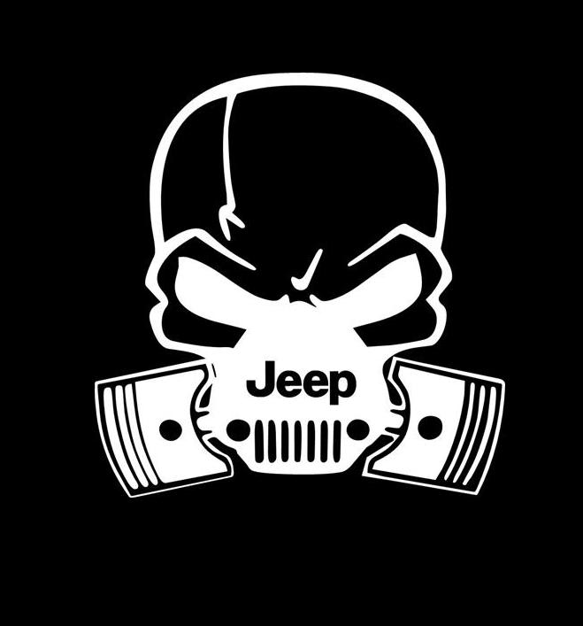 Jeep Skull Logo - Jeep Pistons Skull Mask Jeep Decal Stickers – Custom Sticker Shop