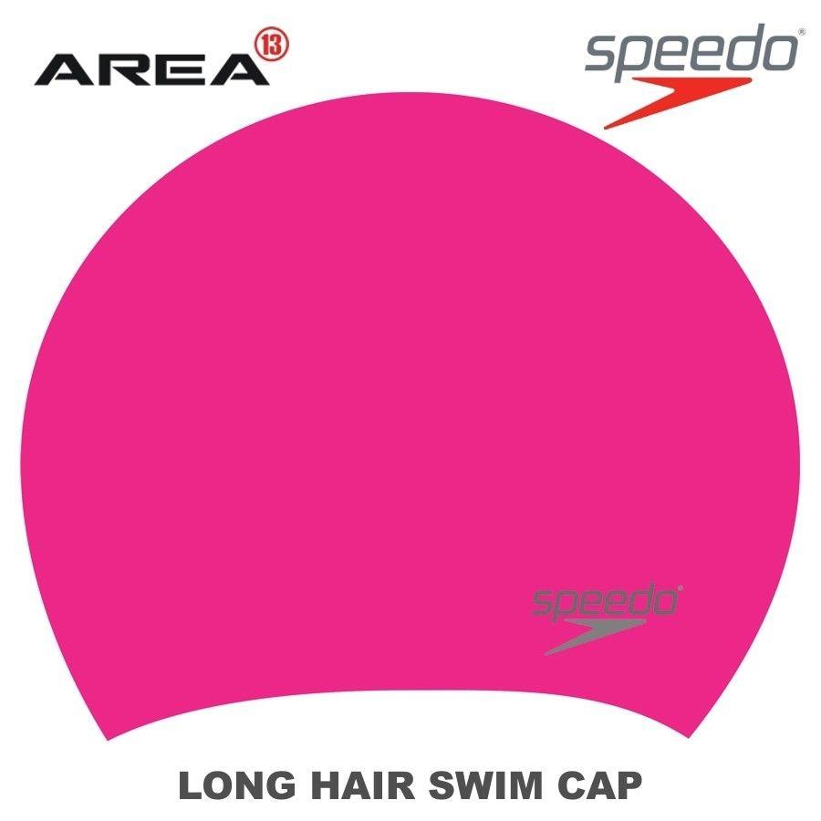Swimming Pink Brand Logo - SPEEDO LONG HAIR SWIM CAP, HOT PINK, SWIMMING CAP, SILICONE SWIM CAP