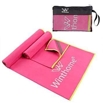 Swimming Pink Brand Logo - Winthome 2 Pack Gym Towel Microfiber Sports Towel for the Beach