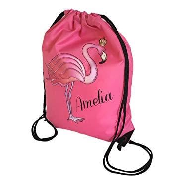 Swimming Pink Brand Logo - Personalised Kids Pink Flamingo Theme Drawstring Swimming, School