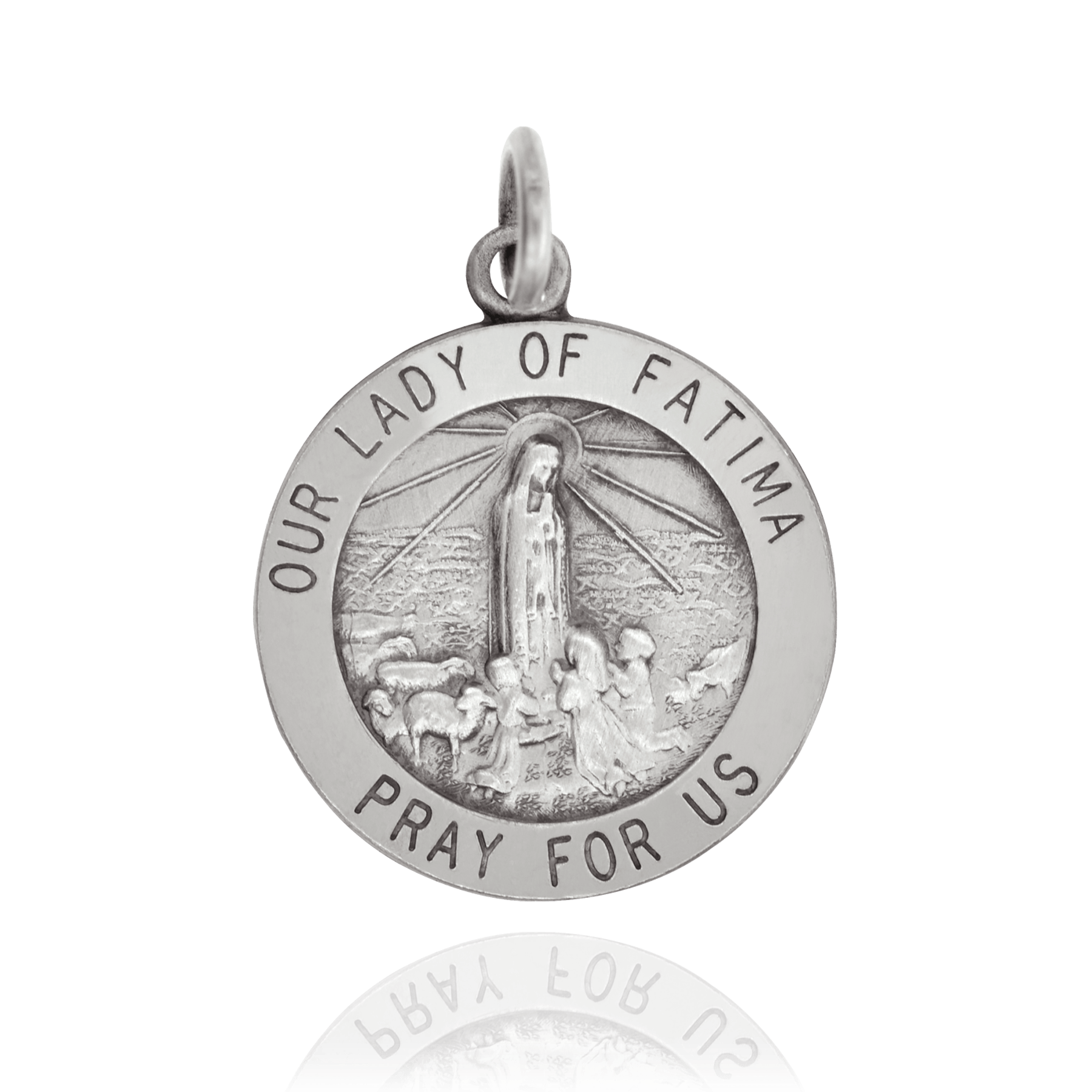 Silver Medalion Logo - Sterling Silver Round Our Lady of Fatima Medallion | Ross Metals