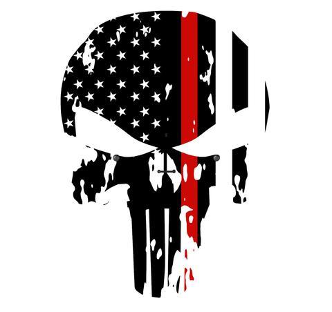 Jeep Skull Logo - Punisher Skull Red Line Flag Hood Decal 16