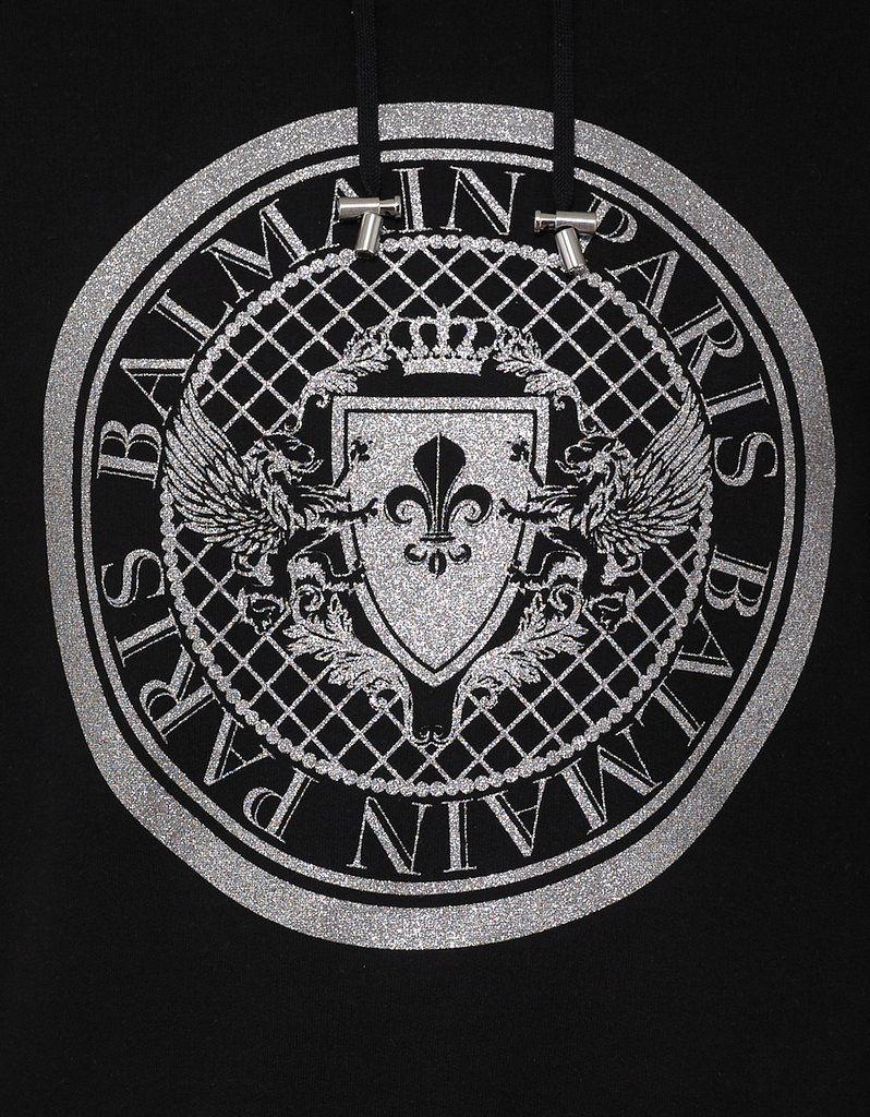 Silver Medalion Logo - Balmain Black and Silver Medallion Sweatshirt – ZOOFASHIONS.COM