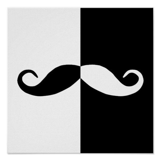 Half Black Half White Logo - Half Black and White Moustache Poster | Zazzle.co.uk