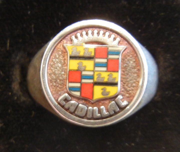 Silver Medalion Logo - Fine Vintage Sterling Silver Medallion Ring Size 10 - Cadillac Logo ...