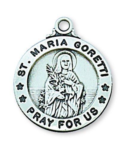 Silver Medalion Logo - Medal St Maria Goretti Sterling Silver Medallion Pendant 20 Inch ...